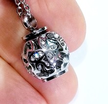 Silver Ball Urn, Cremation Necklace Pendant, Keepsake Jewelry Memorial, Urn Ashe - £27.00 GBP