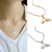 Whale Tail Necklace 17&quot; Chain Fish Nautical Beach Mermaid Gold Silver Color New - £5.57 GBP