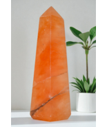 Superb Orange SELENITE Crystal Tower Healing Wand Stone Decor Gift 180mm - $132.33