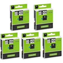 5-Pack Dymo D1 Label Tape 45013 1/2 Inch Black On White A45013 Tape Comp... - $24.69