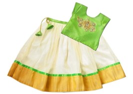 indian lehenga choli for kids girls dress readymade stiched  pista green - £30.67 GBP