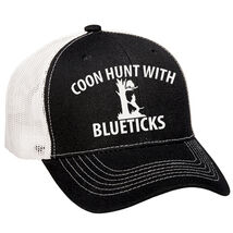 Cap Hat Black White Mesh Back Coon Hunt With Blueticks Hound Dog Hunter - $20.00
