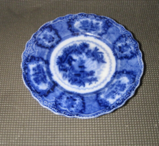 Antique Flow Blue New Wharf Pottery Oriental Pattern 9&quot; Plate Vintage - £51.43 GBP