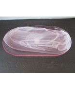 Anthropologie Art Glass Oval Platter Pink White 14.25&quot; w/Tag - $272.37 MXN