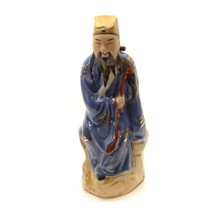 Chinese Fu Manchu Wise Man Asian Figurine Ceramic Porcelain Mid-Century ... - £27.06 GBP