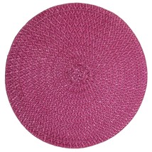 Pink Fuchsia Woven Design Round Placemat Table Mat 14.75&quot; - £5.58 GBP