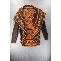 Allison Brittney Womens Cardigan Circle Sweater Brown Aztec Long Sleeve Knit S - £13.50 GBP