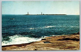 1951 twin Lights Rockport Massachusetts Postcard rocky seascape island - £3.94 GBP