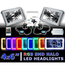 4X6&quot; RF Color Change RGB SMD Halo Angel Eye Headlight 40W 6K LED Light Bulb Pair - £156.90 GBP