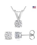 14K .10 ct. tw. Diamond Solitaire Necklace &amp; Earrings Set Gold No Size - €61,14 EUR