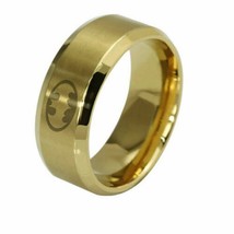 8mm Gold Batman Ring Stainless Steel Rings for Men Woman Band Jewelry - £10.35 GBP