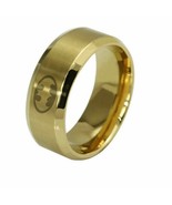 8mm Gold Batman Ring Stainless Steel Rings for Men Woman Band Jewelry - £10.21 GBP