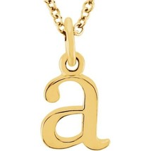 Precious Stars Unisex 14K Yellow Gold Lowercase A Initial 16 Inch Necklace - £181.94 GBP