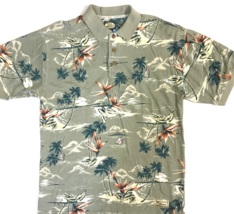 Tommy Bahama Polo Shirt Mens Small Island Zone Beige Tropical Floral Hawaiian - £10.68 GBP