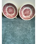 RARE 2 VINTAGE MASONS PATENT RED IRONSTONE SOUP BOWLS NICE - $29.61 CAD