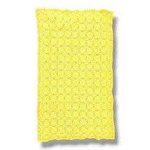 Vintage Handmade Yellow Crochet Blanket Floral Granny Square 35&quot;x60&quot; Clean - $25.95