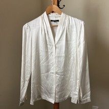 Lafayette 148 Womens 100% Silk Cream Long Sleeve Button Front Blouse Top Shirt 6 - £27.87 GBP