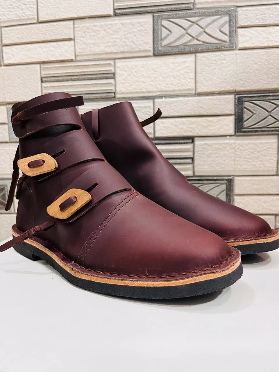 Viking Half Mens Boots Brown Mens Shoes Mens Viking Toggeled boots gift ... - $149.99