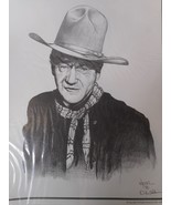 Dale Adkins Art John Wayne Pencil Drawing Print Black White 11x14 Ready ... - $12.56