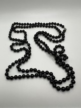 Vintage Sterling Silver Super Long Black Onyx Bead Necklace 72” X 8mm - £63.65 GBP