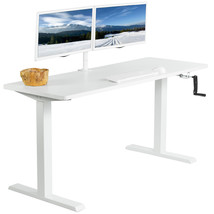 VIVO Manual 60 x 24 Stand Up Desk | White Table Top, White Frame - £331.29 GBP
