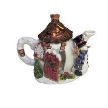 Christmas Dazzle Ceramic Teapot House Tea Light Candle Holder Snowman 9x... - $21.23