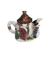 Christmas Dazzle Ceramic Teapot House Tea Light Candle Holder Snowman 9x... - $21.23