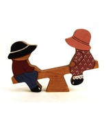 Kids on Seesaw, Cutout Figurine, Abstract Art, Wall or Shelf, Hand Paint... - $9.34 CAD