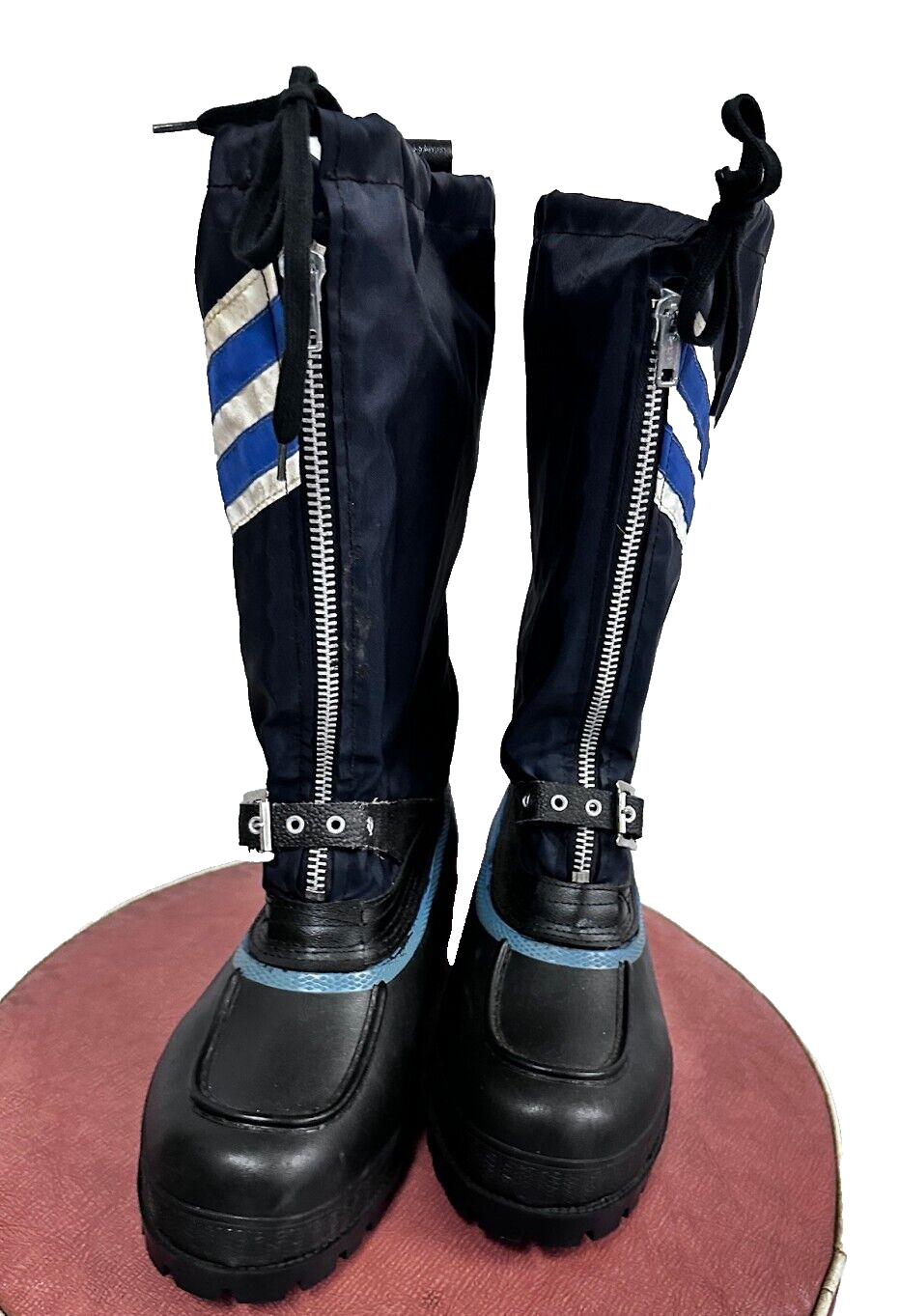 70s VTG Montgomery Wards Blue & Black Snow Snowmobile Boots Size Men 9 Ex. COnd Item image 2