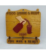 Vintage Food Drink &amp; Rest For Man &amp; Beast 1830 EMIG Aluminum Tavern Bar ... - $17.63 CAD