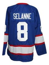 Any Name Number Winnipeg Jets Retro Hockey Jersey Blue Selanne Any Size image 2