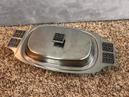 Vtg Mid Century Rogers INSILCO Fashion Stainless Steel Covered Serving Dish Tray - £19.96 GBP