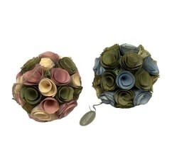 Midwest CBK Spring Rose Balls Wood Oversized decorative Ball Ornaments Set of 2 - £9.32 GBP