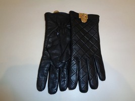 Michael Kors Size Medium Black Leather Womens Gloves  - $98.01