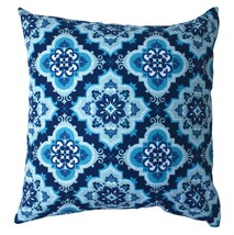 Turkish Tile Print Throw Pillow, Indigo Blue &amp; Aqua , 16 x 16&quot; - $708.79 MXN