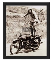 Girl Standing On Her Motorcycle 1920s 8X10 Framed Photo - £15.84 GBP