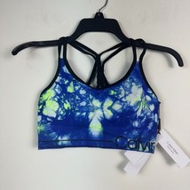 Calvin Klein Womens S Blue Yellow Tie Dye Cross Back Sports Bra NWT G59 - £15.65 GBP