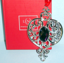 Lenox Bejeweled Spire Ornament Silver Plate Purple Gem Center 4.5&quot; #856360 New - £7.32 GBP