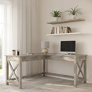 Lavish Home L-Shaped Computer Desk with X-Pattern Legs for Home Office, ... - $288.99