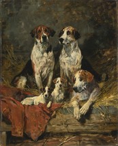 Giclee Oil Painting John Emms Four Foxhounds And A Terrier - £6.97 GBP+
