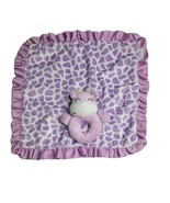 Carters Plush Purple Spotted Giraffe Security Blanket Baby Lovey Ring Ra... - $14.50