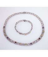 Splendido Multicolore Originale Gemme Collana e Bracciale Set IN Sterling - $385.98