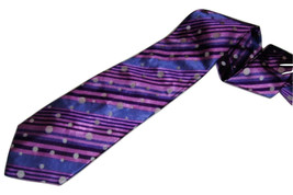 Men&#39;s Paul Smith Silk Purple Blue Stripe Tie With White Polka Dots Made In Italy - £11.84 GBP