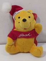 Vintage Disney 6&quot; Winnie The Pooh Christmas Santa Plush Doll - $9.89
