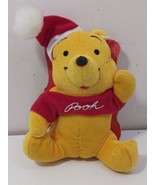 Vintage Disney 6&quot; Winnie The Pooh Christmas Santa Plush Doll - £7.78 GBP