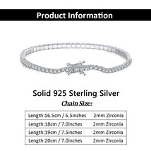 Effie Queen 925 Sterling Silver Tennis Bracelet 4mm Zirconia Chain Bracelets for - £54.91 GBP