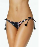 NWT  Bar III BLACK FLORAL/STRIPE Reversible Side-Tie Bikini Bottom, US X... - £11.00 GBP
