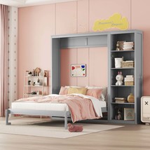 Gray Full Size Murphy Bed w/ Shelves - $1,108.99