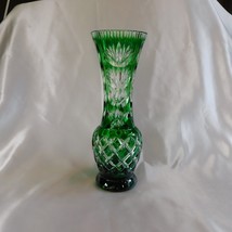 Emerald Green Cut to Clear Vase # 22601 - £119.86 GBP
