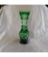 Emerald Green Cut to Clear Vase # 22601 - £117.92 GBP